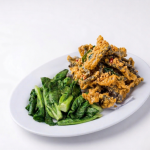 Salted Egg York Deep Fried Fish Skin Kai Lan