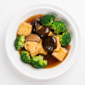 Homemade Beancurd With Mushroom And Broccoli