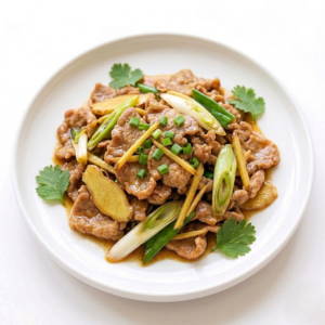 Stir Fried Sliced Pork With Ginger and Spring Onion