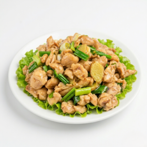 Stir Fried Chicken Dice With Ginger & Spring Onions