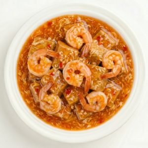 Stir-Fried Beancurd with Chili and Prawn Balls